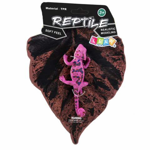 LEAN TOYS Kameleon Gumowa Figurka Rozciągliwa Realistyczna Fioletowy Gad 14 cm