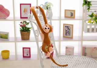 LEAN TOYS Maskotka Pluszowa Małpka z Dźwiękiem Ciemno Brązowa 60 cm