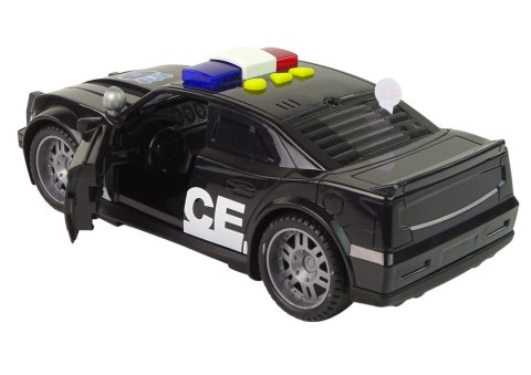 LEAN Toys Auto Policja 1:14 Światła Dźwięki Czarne