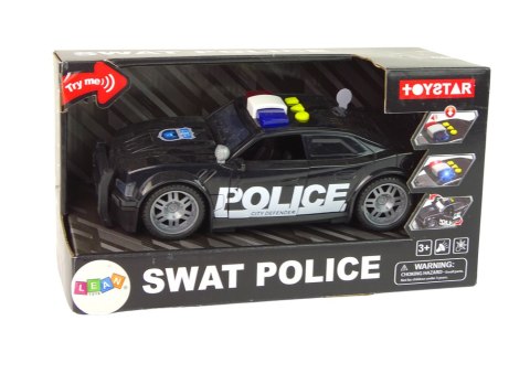 LEAN Toys Auto Policja 1:14 Światła Dźwięki Czarne