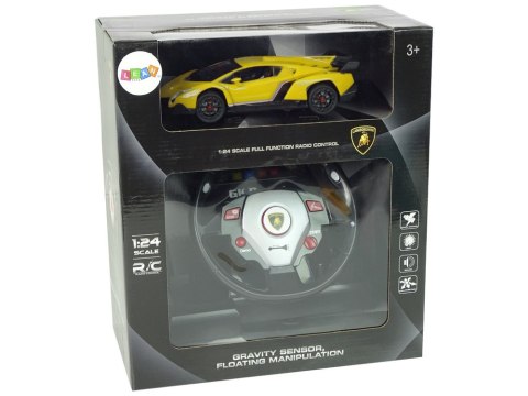LEAN Toys Auto Zdalnie Sterowane Lamborghini Veneno Żółte 2,4 G Pilot Kierownica Dźwięk Światła