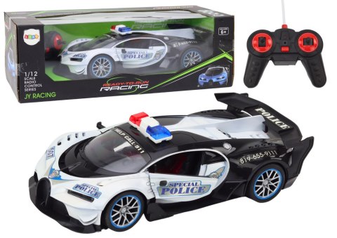 LEAN Toys Auto Zdalnie Sterowane RC Policyjne w Skali 1:12 Biały