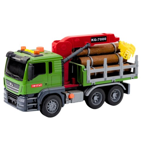 LEAN Toys Ciężarówka Transport Drewna Dźwig Bale Drewna Światła Dźwięki