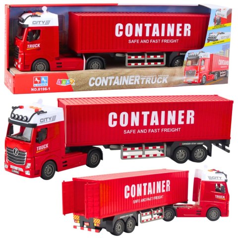 LEAN Toys Ciężarówka Transportowa Z Kontenerem Światła Dźwięki Czerwona