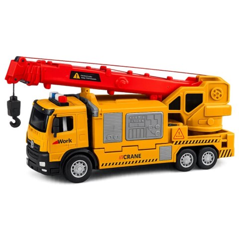 LEAN Toys Ciężarówka z Dźwigiem I Transporterem Pojazdów Światła Dźwięki Żółta