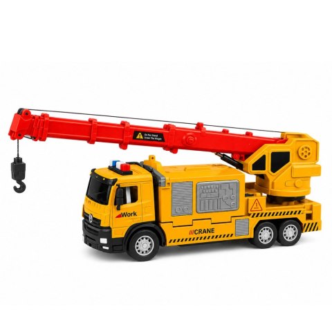 LEAN Toys Ciężarówka z Dźwigiem I Transporterem Pojazdów Światła Dźwięki Żółta
