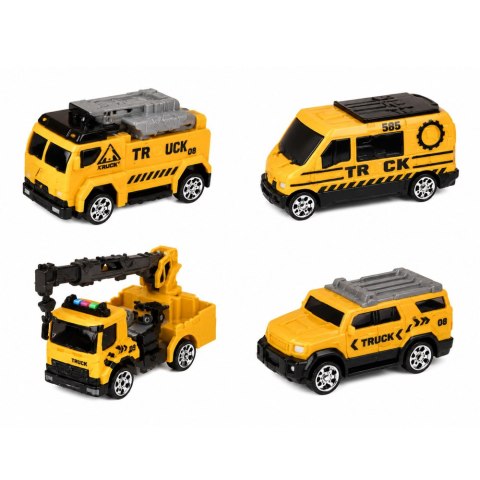 LEAN Toys Ciężarówka z Dźwigiem I Transporterem Pojazdów Światła Dźwięki Żółta
