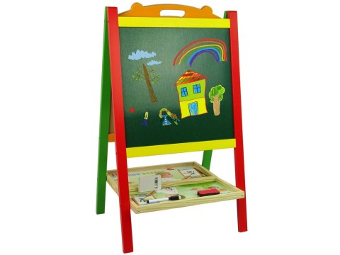 LEAN Toys Drewniana Tablica 2w1 Magnesy Pisak Liczby Działania Słowa