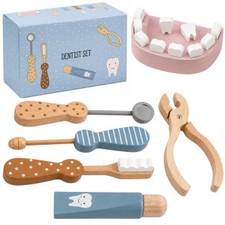 LEAN Toys Drewniany Zestaw Dentystyczny Narzędzia Mały Lekarz Stomatolog