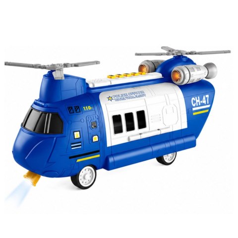 LEAN Toys Duży Samolot Transportowy Rozkładany Policyjny Z Pojazdami Światła Dźwięki