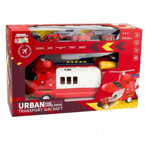 LEAN Toys Duży Samolot Transportowy Rozkładany Strażacki Z Pojazdami Światła Dźwięki