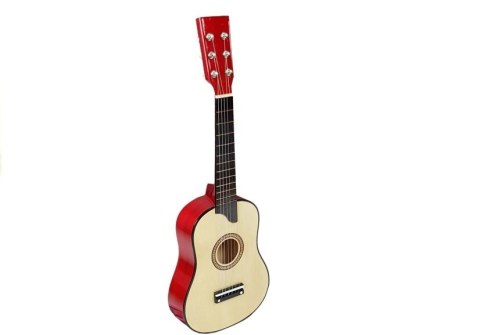 LEAN Toys Gitara Drewniana z Kostką Kremowa