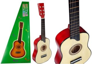 LEAN Toys Gitara Drewniana z Kostką Kremowa