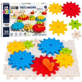 LEAN Toys Klocki Konstrukcyjne Koła Zębate Przekładnie Korbka DIY Kolorowe 33 el.