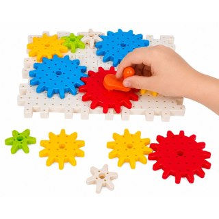 LEAN Toys Klocki Konstrukcyjne Koła Zębate Przekładnie Korbka DIY Kolorowe 33 el.