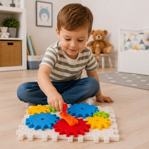 LEAN Toys Klocki Konstrukcyjne Koła Zębate Przekładnie Korbka DIY Kolorowe 33 el.