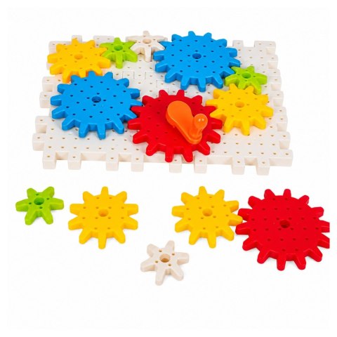 LEAN Toys Klocki Konstrukcyjne Koła Zębate Przekładnie Korbka DIY Kolorowe 33 el.