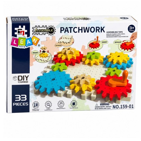 LEAN Toys Klocki Konstrukcyjne Koła Zębate Przekładnie Korbka DIY Kolorowe 33 el.