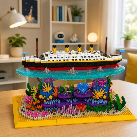 LEAN Toys Klocki Konstrukcyjne Statek Titanic Na Rafie Koralowej 3892 el.