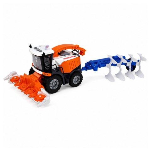 LEAN Toys Kombajn Rolniczy Hederem i Pługiem Figurki Rolnik Koń Światła Dźwięki 4 el.
