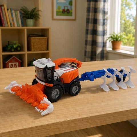 LEAN Toys Kombajn Rolniczy Hederem i Pługiem Figurki Rolnik Koń Światła Dźwięki 4 el.