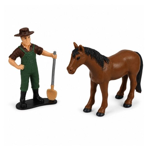 LEAN Toys Kombajn Rolniczy Hederem i Pługiem Figurki Rolnik Koń Światła Dźwięki 4 el.