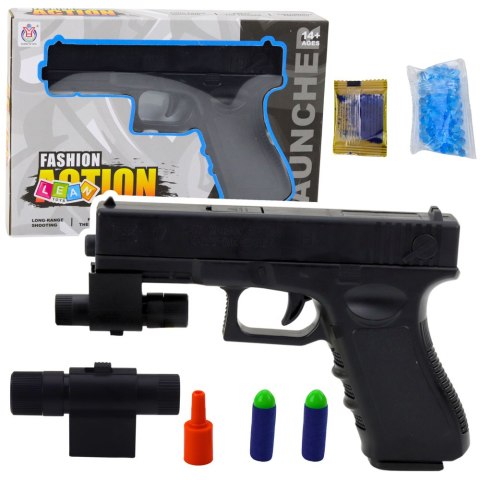 LEAN Toys Pistolet Na Kulki Wodne Strzałki Piankowe Laser Czarny