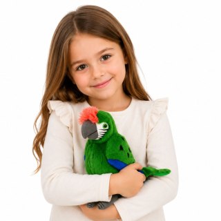 LEAN Toys Pluszowa Papuga Ara Ptak Egzotyczny Maskotka Przytulanka Zielona 24 cm