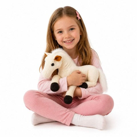 LEAN Toys Pluszowy Koń Pluszak Maskotka Przytulanka Biały 40cm x 37cm
