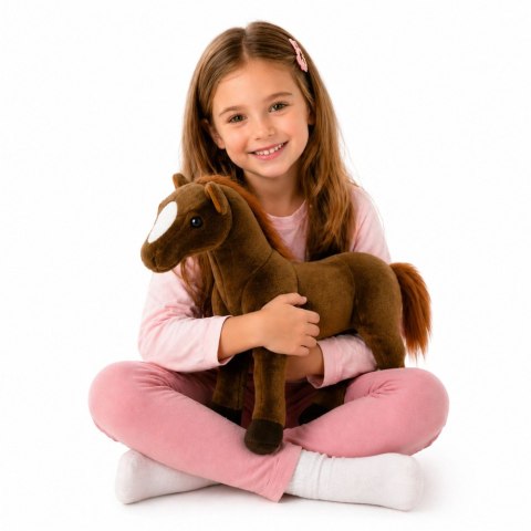 LEAN Toys Pluszowy Koń Pluszak Maskotka Przytulanka Ciemnobrązowy 40cm x 37cm