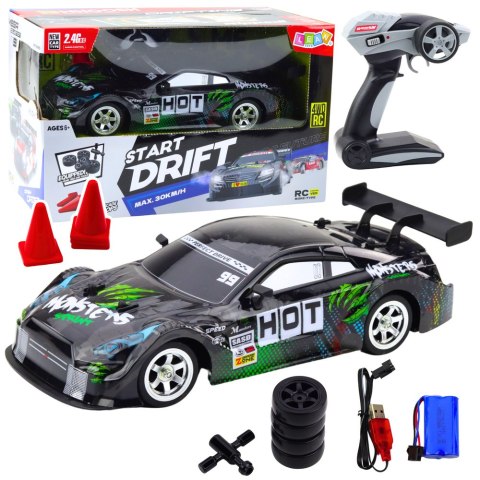 LEAN Toys Samochód Wyścigowy Auto Do Driftu RC Czarno Zielone 30km/h 1:16