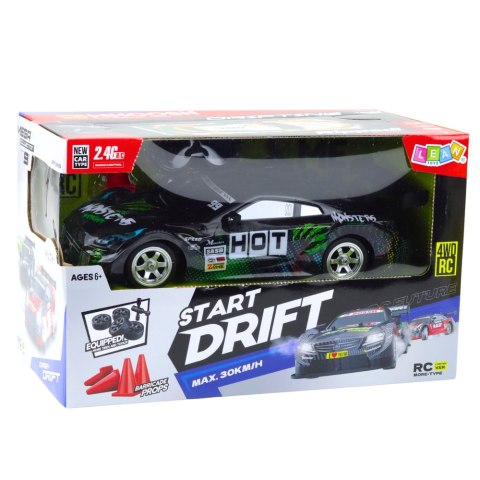 LEAN Toys Samochód Wyścigowy Auto Do Driftu RC Czarno Zielone 30km/h 1:16