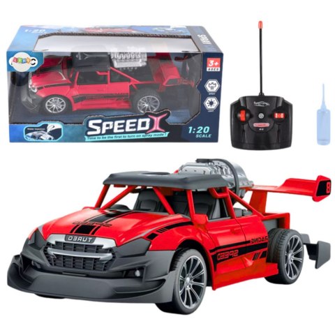 LEAN Toys Samochód Zdalnie Sterowany RC 1:20 Światła Efekt Dymny Czerwony