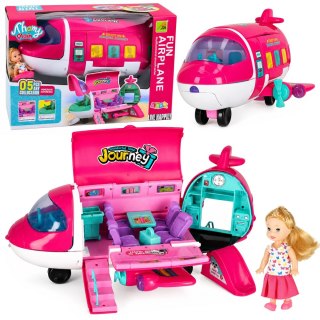 LEAN Toys Samolot Pasażerski Dla Lalek Rozkładany 2w1 Lalka Akcesoria Różowy