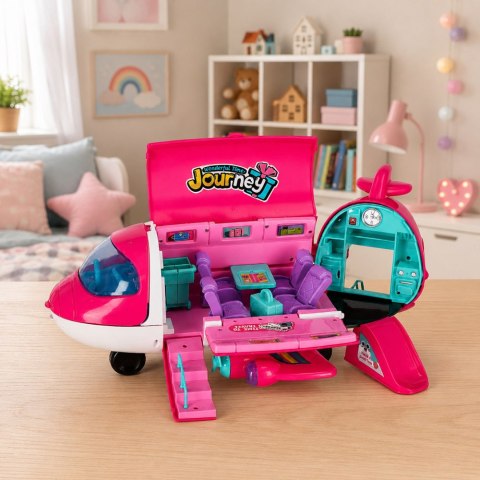 LEAN Toys Samolot Pasażerski Dla Lalek Rozkładany 2w1 Lalka Akcesoria Różowy