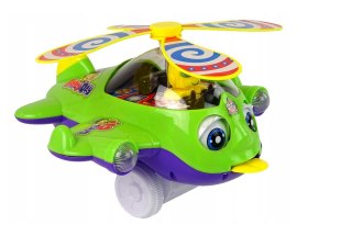 LEAN Toys Samolot Pchacz Dzwonek Kij Pilot Zielony