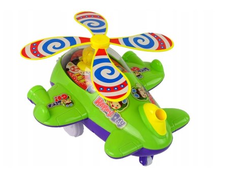 LEAN Toys Samolot Pchacz Dzwonek Kij Pilot Zielony