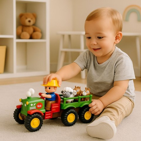 LEAN Toys Traktor Edukacyjny Interaktywny Dla Malucha Zwierzęta Światła Dźwięki