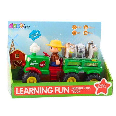 LEAN Toys Traktor Edukacyjny Interaktywny Dla Malucha Zwierzęta Światła Dźwięki