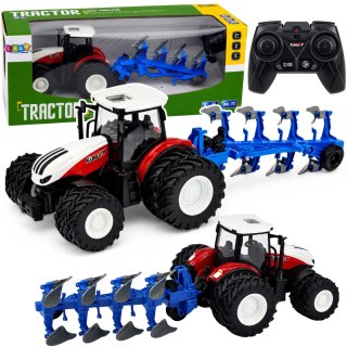 LEAN Toys Traktor Rolniczy Z Pługiem Wieloskibowym Zdalnie Sterowany RC Czerwony 1:24