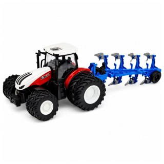 LEAN Toys Traktor Rolniczy Z Pługiem Wieloskibowym Zdalnie Sterowany RC Czerwony 1:24