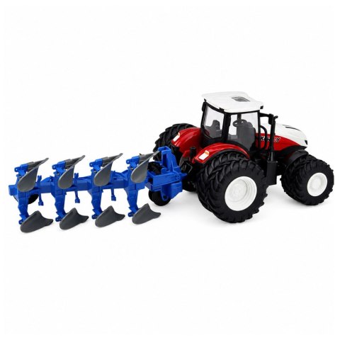 LEAN Toys Traktor Rolniczy Z Pługiem Wieloskibowym Zdalnie Sterowany RC Czerwony 1:24