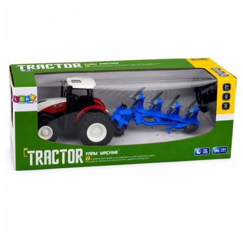 LEAN Toys Traktor Rolniczy Z Pługiem Wieloskibowym Zdalnie Sterowany RC Czerwony 1:24