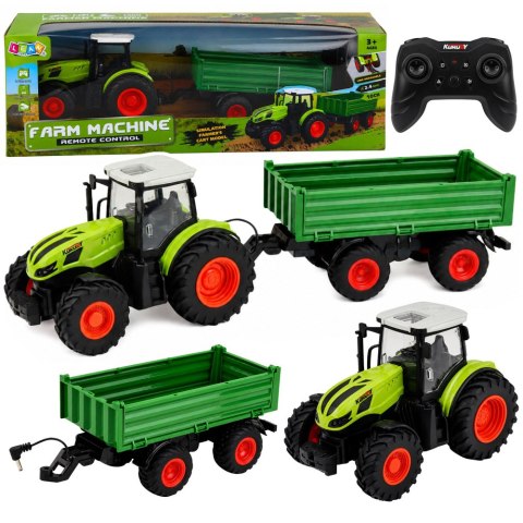 LEAN Toys Traktor Rolniczy Z Przyczepą Wywrotką Zdalnie Sterowany RC Zielony 1:24