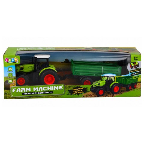LEAN Toys Traktor Rolniczy Z Przyczepą Wywrotką Zdalnie Sterowany RC Zielony 1:24
