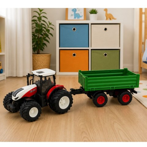 LEAN Toys Traktor Rolniczy Z Przyczepą Wywrotką Zdalnie Sterowany Światła Dźwięk 1:24