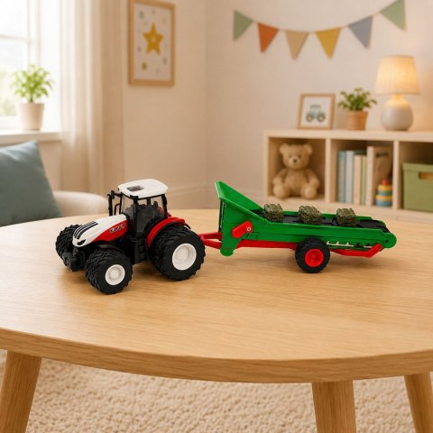 LEAN Toys Traktor Rolniczy Z Taśmociągiem Zdalnie Sterowany RC Bale Światła 1:24