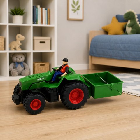 LEAN Toys Traktor Rolniczy Zdalnie Sterowany RC Z Przyczepą Skrzyniową Rolnik 1:24