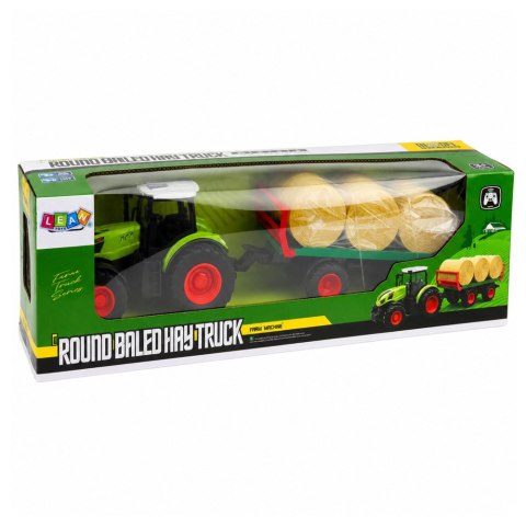 LEAN Toys Traktor Rolniczy Zdalnie Sterowany RC z Przyczepą Bale Siana Światła 1:24