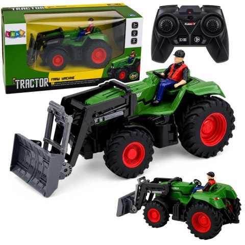 LEAN Toys Traktor Rolniczy Ze Spychaczem i Rolnikiem Zdalnie Sterowany RC 1:24